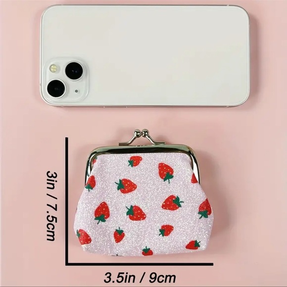 Strawberry Pattern Print Mini Coin Purse - Picture 3 of 3